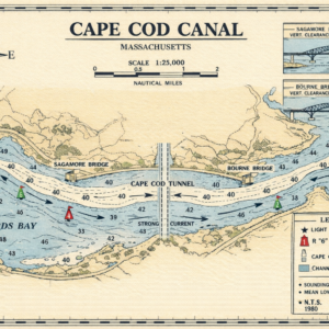 Cape Cod Tunnel Nautical Map Circa 1980