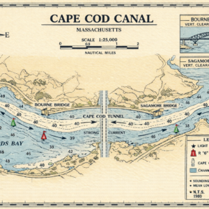 Cape Cod Canal Tunnel Nautical Map (Circa 1980)